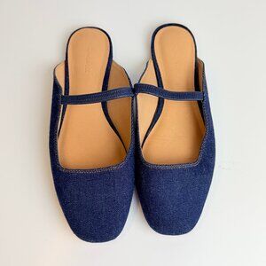 Madewell The Greta Ballet Flat Mule Dark Denim Multi Women’s Size 8.5 Like New